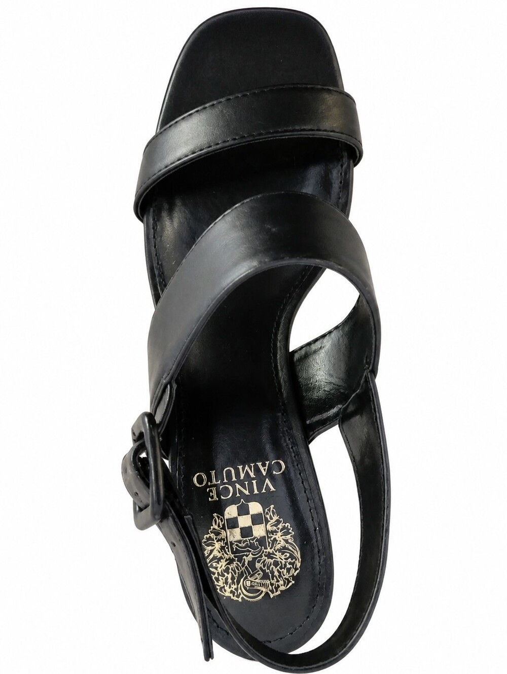 NIB Vince Camuto Muranti Black Leather Block Heel Sandals Size 8 - Picture 4 of 7